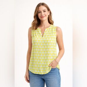 Market & Spruce Yellow, White And Blue Sleeveless Top Size Large EUC